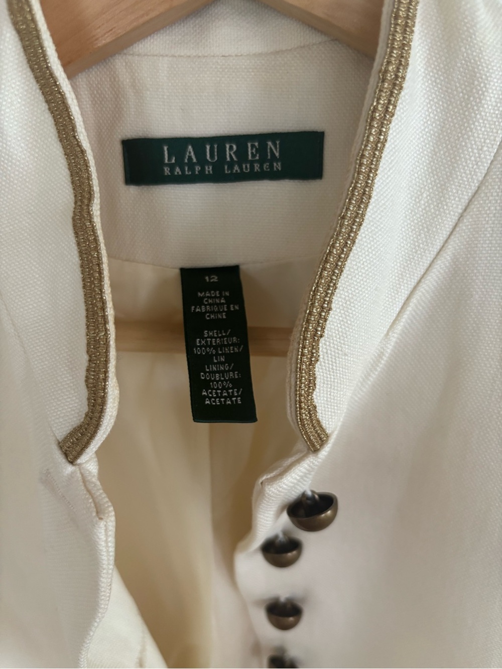 Lauren Ralph Lauren vintage Military inspired linen blazer sz 12 - Picture 2 of 9